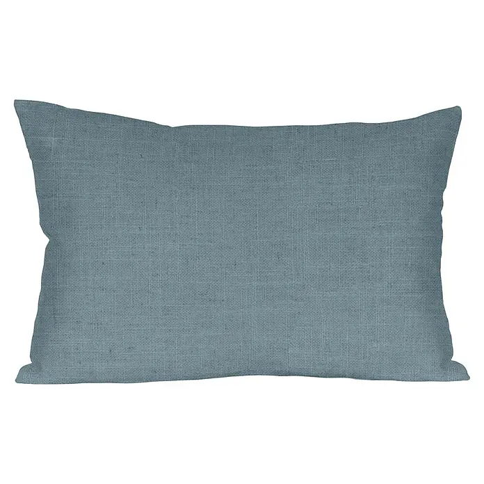 Cojín Grace - 30 x 50 cm, Textil, Azul, Rectangular - Almohada rectangular azul grisácea con aspecto de lino y textura de tela visible.