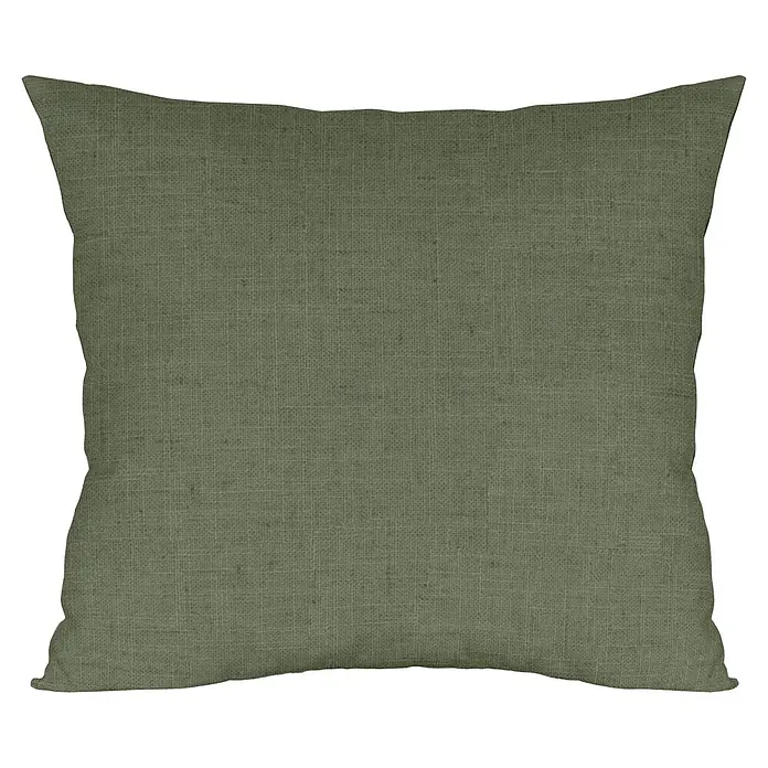 Cojín Grace - 45 x 45 cm, Textil, Verde, Cuadrado - Cojín cuadrado de lino verde texturizado.