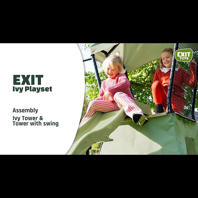 Exit Toys Spielhaus Ivy - L x B x H: 253 x 340 x 216 cm, Holz, Grün/Schwarz, Mit Rutsche und Doppelschaukel - Assembly EXIT Ivy Outdoor Playset