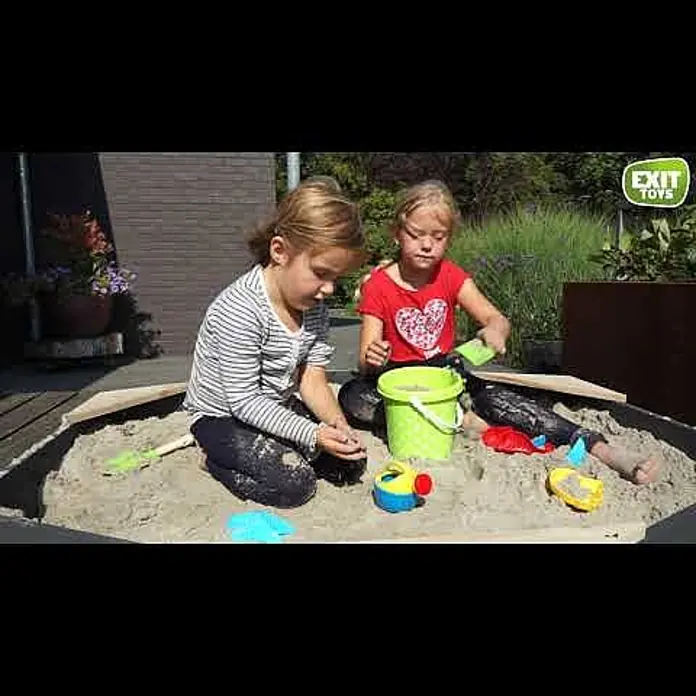 Exit Toys Sandkasten Aksent Sechseck - 160 x 140 x 21 cm, Holz, Grau - EXIT Aksent sandpit hexagon 160x140cm