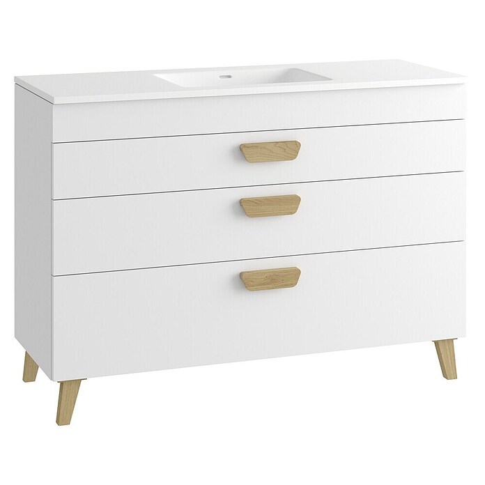 Mueble de lavabo Danubio (L x An x Al: 45 x 120 x 72 cm, Blanco/Roble garriga, Tablero de aglomerado) | BAUHAUS