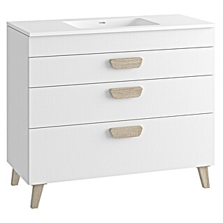 Mueble de lavabo Danubio (L x An x Al: 45 x 100 x 72 cm, Blanco/Roble bardolino, Tablero de aglomerado)