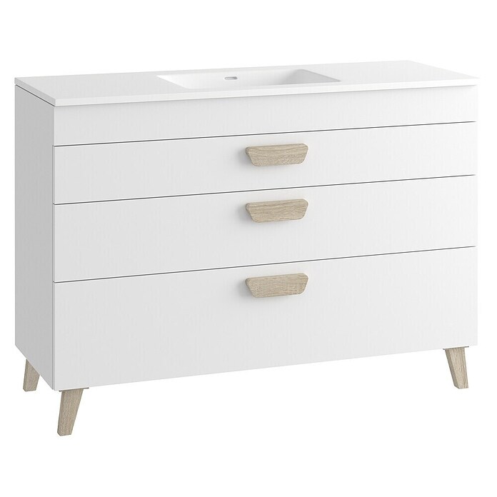 Mueble de lavabo Danubio (L x An x Al: 45 x 120 x 72 cm, Blanco/Roble bardolino, Tablero de aglomerado) | BAUHAUS