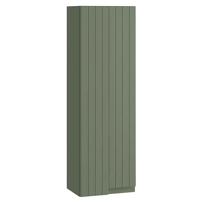 Armario colgante de baño Claire - L x An x Al: 25 x 35 x 110 cm, Olivo - Armario verde oliva con paneles verticales acanalados.