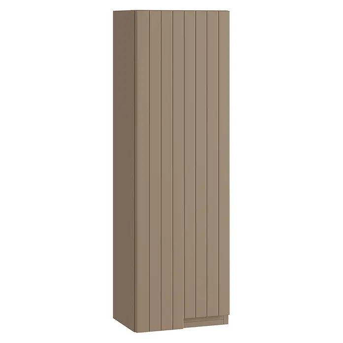 Armario colgante de baño Claire - L x An x Al: 25 x 35 x 110 cm, Moka - Armario alto marrón claro con paneles verticales acanalados. Tirador discreto integrado abajo a la derecha.