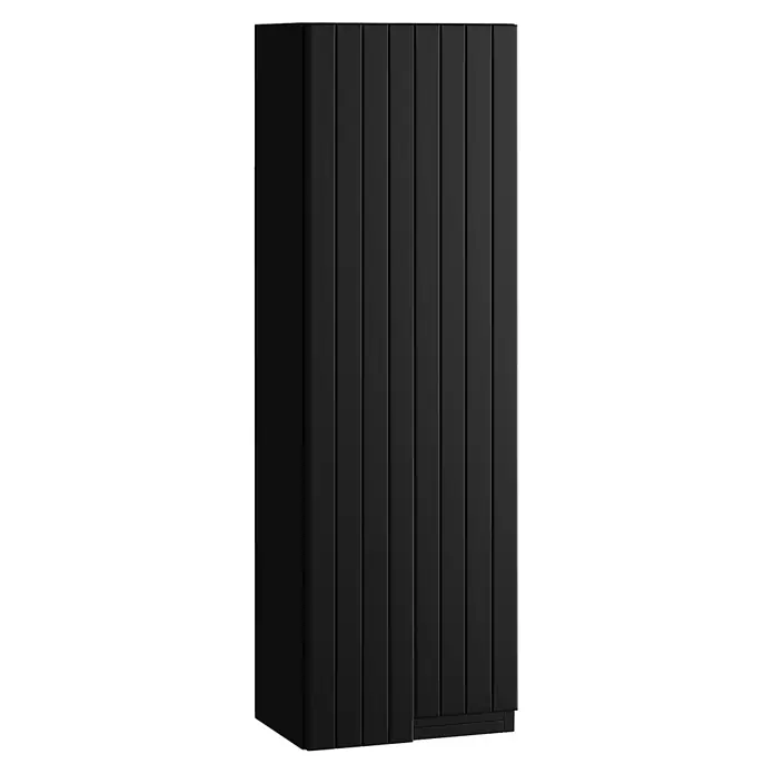 Armario colgante de baño Claire - L x An x Al: 25 x 35 x 110 cm, Antracita - Armario alto negro con puertas de paneles verticales acanalados.