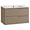 Mueble de lavabo Claire (L x An x Al: 45 x 80 x 50 cm, Moka, 1 seno, salida central, Número de cajones: 2 ud.) | BAUHAUS