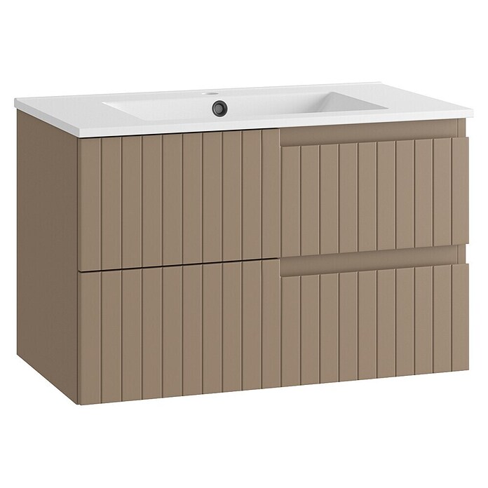 Mueble de lavabo Claire (L x An x Al: 45 x 80 x 50 cm, Moka, 1 seno, salida central, Número de cajones: 2 ud.) | BAUHAUS