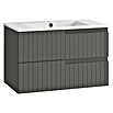 Mueble de lavabo Claire (L x An x Al: 45 x 80 x 50 cm, Gris, 1 seno, salida central, Número de cajones: 2 ud.) | BAUHAUS