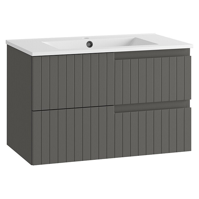 Mueble de lavabo Claire (L x An x Al: 45 x 80 x 50 cm, Gris, 1 seno, salida central, Número de cajones: 2 ud.) | BAUHAUS