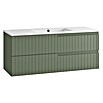 Mueble de lavabo Claire (L x An x Al: 45 x 120 x 50 cm, Verde Olivo, 1 seno, salida central, Número de cajones: 2 ud.) | BAUHAUS