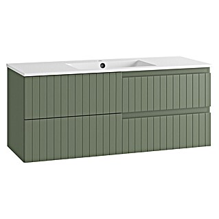 Mueble de lavabo Claire (L x An x Al: 45 x 120 x 50 cm, Verde Olivo, 1 seno, salida central, Número de cajones: 2 ud.)