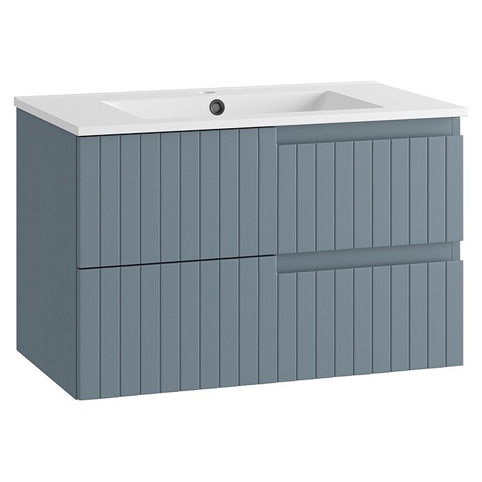 Mueble de lavabo Claire (L x An x Al: 45 x 80 x 50 cm, Azul, 1 seno, salida central, Número de cajones: 2 ud.) | BAUHAUS