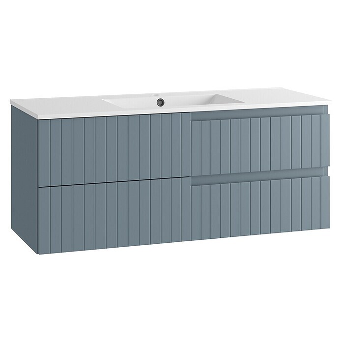 Mueble de lavabo Claire (L x An x Al: 45 x 120 x 50 cm, Azul, 1 seno, salida central, Número de cajones: 2 ud.) | BAUHAUS