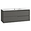Mueble de lavabo Claire (L x An x Al: 45 x 120 x 50 cm, Gris, 1 seno, salida central, Número de cajones: 2 ud.) | BAUHAUS