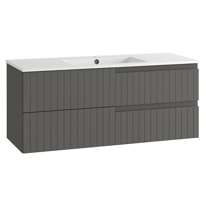 Mueble de lavabo Claire (L x An x Al: 45 x 120 x 50 cm, Gris, 1 seno, salida central, Número de cajones: 2 ud.) | BAUHAUS