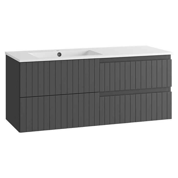 Mueble de lavabo Claire (L x An x Al: 45 x 120 x 50 cm, Antracita, 1 seno, sobreponer, salida izquierda) | BAUHAUS