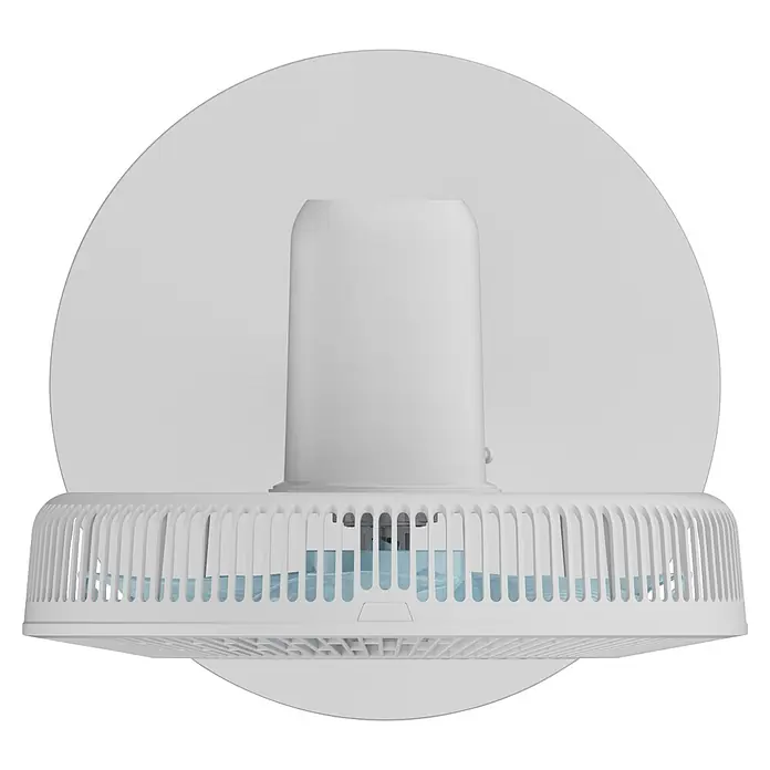 Midea Standventilator MFS352RDDW - Weiß, 40 cm, 130 cm - Weißer Deckenventilator mit zylindrischem Motorgehäuse und sichtbaren Rotorblättern im Schutzgitter.