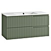 Mueble de lavabo Claire (L x An x Al: 45 x 100 x 50 cm, Verde Olivo, 1 seno, salida central, Número de cajones: 2 ud.) | BAUHAUS