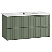Mueble de lavabo Claire (L x An x Al: 45 x 100 x 50 cm, Verde Olivo, 1 seno, salida central, Número de cajones: 2 ud.) | BAUHAUS