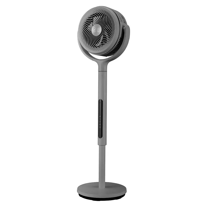 Midea Standventilator MCF25GRB - Grau, 34,5 cm, 112 cm - Grauer Midea Standventilator mit rundem Kopf und Bedienfeld am Ständer.