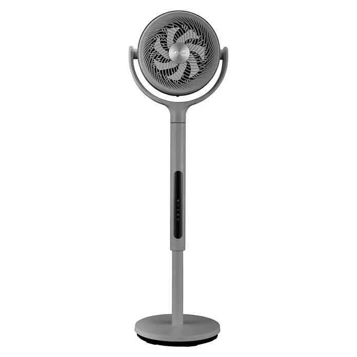 Midea Standventilator MCF25GRB - Grau, 34,5 cm, 112 cm - Grauer Midea Standventilator mit spiralförmigem Gitter, schlankem Design und sichtbarem Bedienfeld.