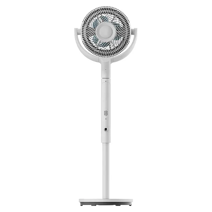 Midea Standventilator MFS242RDDW - Weiß, 35 cm, 110 cm - Weißer Standventilator mit rundem Kopf, sichtbaren Flügeln und einem schlanken, verstellbaren Ständer.