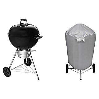 Weber Barbacoa redonda con tapa Original Kettle Premium + Funda (Diámetro de la superficie de la parrilla: 57 cm, Negro)