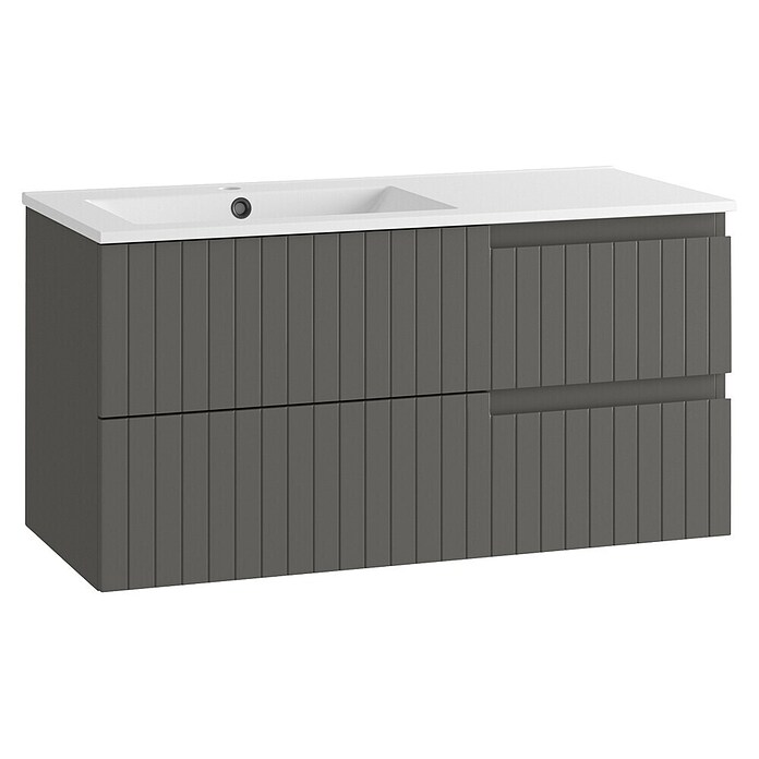 Mueble de lavabo Claire (L x An x Al: 45 x 100 x 50 cm, Gris, 1 seno, sobreponer, salida izquierda) | BAUHAUS