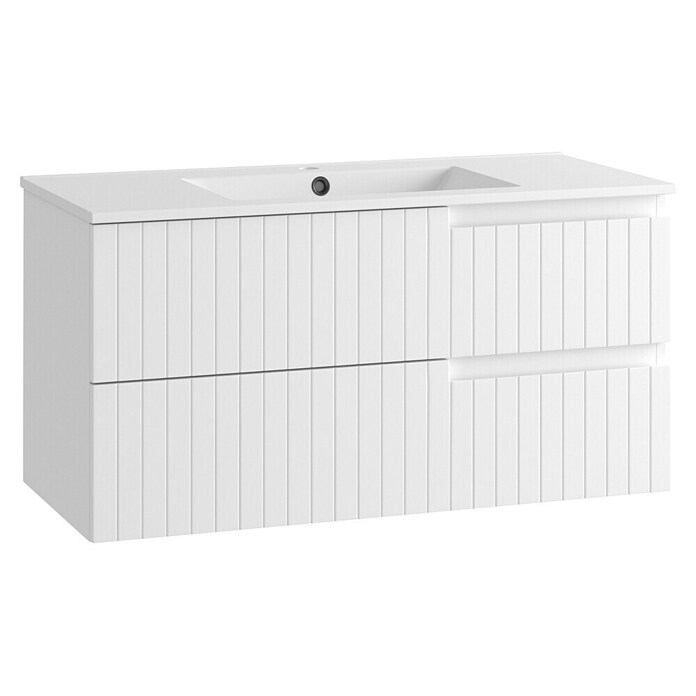 Mueble de lavabo Claire (L x An x Al: 45 x 100 x 50 cm, Blanco, 1 seno, salida central, Número de cajones: 2 ud.) | BAUHAUS