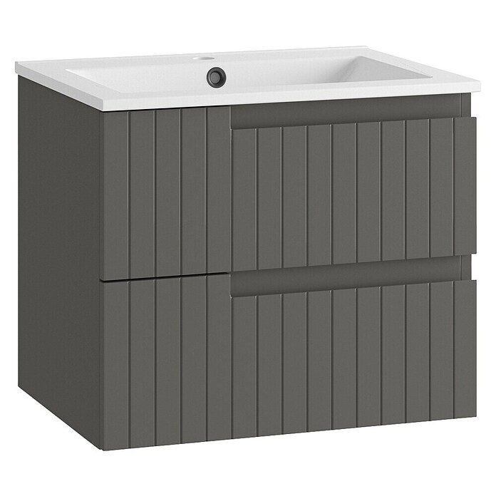 Mueble de lavabo Claire (L x An x Al: 45 x 60 x 50 cm, Gris, 1 seno, salida central, Número de cajones: 2 ud.) | BAUHAUS