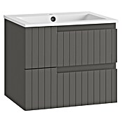 Mueble de lavabo Claire (L x An x Al: 45 x 60 x 50 cm, Gris, 1 seno, salida central, Número de cajones: 2 ud.) | BAUHAUS