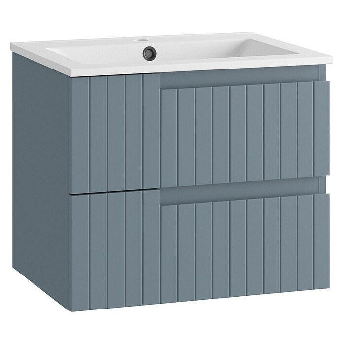 Mueble de lavabo Claire (L x An x Al: 45 x 60 x 50 cm, Azul, 1 seno, salida central, Número de cajones: 2 ud.) | BAUHAUS