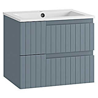 Mueble de lavabo Claire (L x An x Al: 45 x 60 x 50 cm, Azul, 1 seno, salida central, Número de cajones: 2 ud.)
