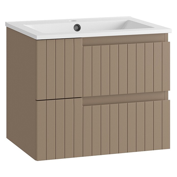 Mueble de lavabo Claire (L x An x Al: 45 x 60 x 50 cm, Moka, 1 seno, salida central, Número de cajones: 2 ud.) | BAUHAUS