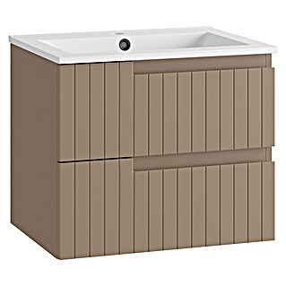 Mueble de lavabo Claire (L x An x Al: 45 x 60 x 50 cm, Moka, 1 seno, salida central, Número de cajones: 2 ud.)