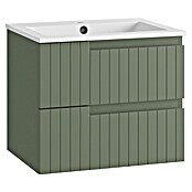 Mueble de lavabo Claire (L x An x Al: 45 x 60 x 50 cm, Verde Olivo, 1 seno, salida central, Número de cajones: 2 ud.) | BAUHAUS