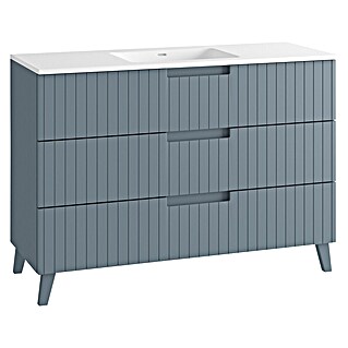 Mueble de lavabo Claire (L x An x Al: 45 x 120 x 81 cm, Azul, 1 seno, empotrado, salida central, Número de cajones: 3 ud.)