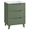 Mueble de lavabo Claire (L x An x Al: 45 x 60 x 81 cm, Verde Olivo, 1 seno, empotrado, salida central, Número de cajones: 3 ud.) | BAUHAUS