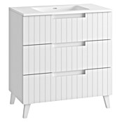 Mueble de lavabo Claire (L x An x Al: 45 x 80 x 81 cm, Blanco, 1 seno, empotrado, salida central, Número de cajones: 3 ud.) | BAUHAUS