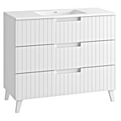 Mueble de lavabo Claire (L x An x Al: 45 x 100 x 81 cm, Blanco, 1 seno, empotrado, salida central, Número de cajones: 3 ud.) | BAUHAUS