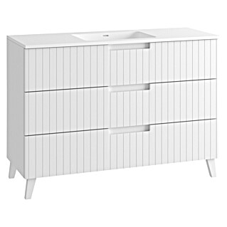 Mueble de lavabo Claire (L x An x Al: 45 x 120 x 50 cm, Blanco, 1 seno, empotrado, salida central, Número de cajones: 3 ud.)