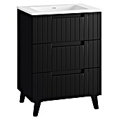 Mueble de lavabo Claire (L x An x Al: 45 x 60 x 81 cm, Negro, 1 seno, empotrado, salida central, Número de cajones: 3 ud.) | BAUHAUS