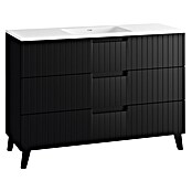 Mueble de lavabo Claire (L x An x Al: 45 x 120 x 50 cm, Negro, 1 seno, empotrado, salida central, Número de cajones: 3 ud.) | BAUHAUS