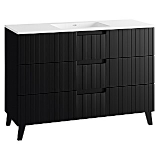 Mueble de lavabo Claire (L x An x Al: 45 x 120 x 50 cm, Negro, 1 seno, empotrado, salida central, Número de cajones: 3 ud.)