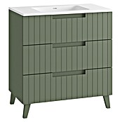 Mueble de lavabo Claire (L x An x Al: 45 x 80 x 81 cm, Verde Olivo, 1 seno, empotrado, salida central, Número de cajones: 3 ud.) | BAUHAUS
