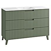 Mueble de lavabo Claire (L x An x Al: 45 x 120 x 50 cm, Verde Olivo, 1 seno, empotrado, salida central, Número de cajones: 3 ud.) | BAUHAUS