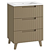 Mueble de lavabo Claire (L x An x Al: 45 x 60 x 81 cm, Moka, 1 seno, empotrado, salida central, Número de cajones: 3 ud.) | BAUHAUS