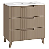 Mueble de lavabo Claire (L x An x Al: 45 x 80 x 81 cm, Moka, 1 seno, empotrado, salida central, Número de cajones: 3 ud.) | BAUHAUS