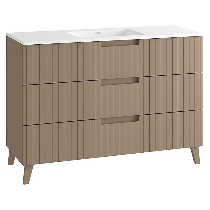 Mueble de lavabo Claire (L x An x Al: 45 x 120 x 50 cm, Moka, 1 seno, empotrado, salida central, Número de cajones: 3 ud.) | BAUHAUS